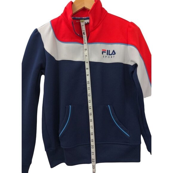 Fila Women's Red, White, and Navy Bomber Jacket - Picture 7 of 9